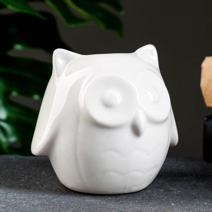 Декоративный горшок для цветов «Совенок Мун», керамический, 300 мл, 10.5×9×10 см, белый