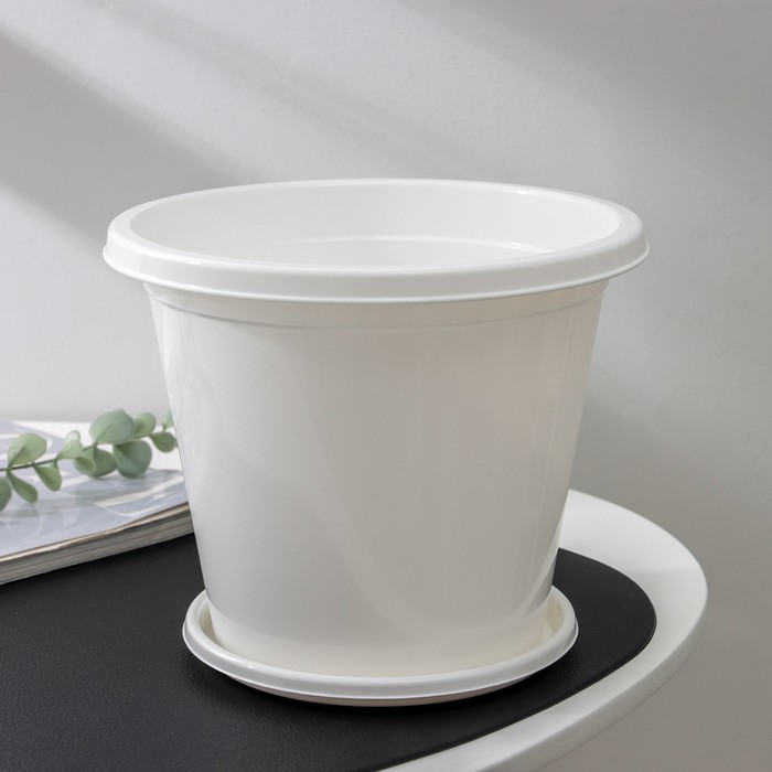 Горшок для цветов с поддоном «Альтернатива. Эконом», 3 л, пластиковый, белый