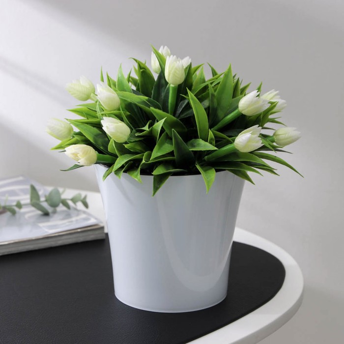 Кашпо для цветов со вставкой Santino «Арте», 1.2 л, пластик, бело-чёрное