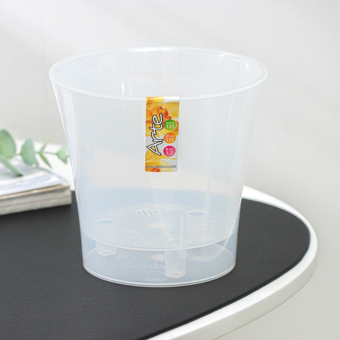 Кашпо для цветов со вставкой Santino «Арте», 1.2 л, пластик, прозрачное