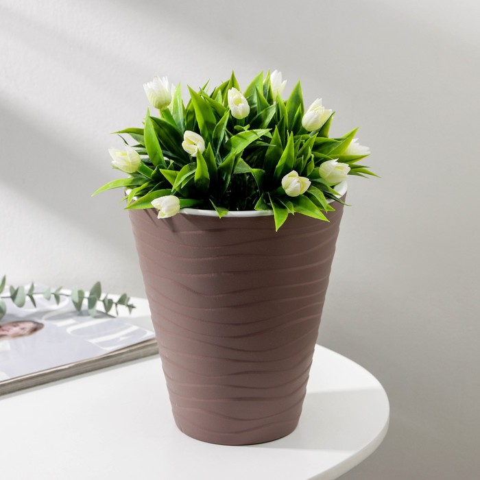 Кашпо для цветов со вставкой «Валенсия», 2.8 л, цвет мокко