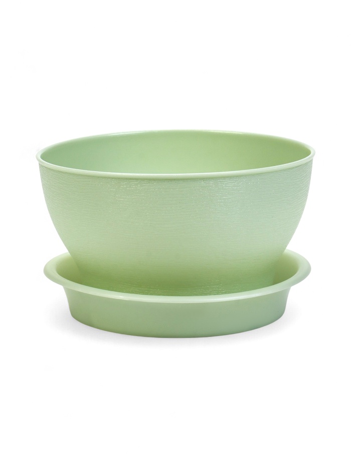 Горшок для цветов «Фиалочка», 800 мл, d=14 см, h=8 см, пластиковый, зелёный