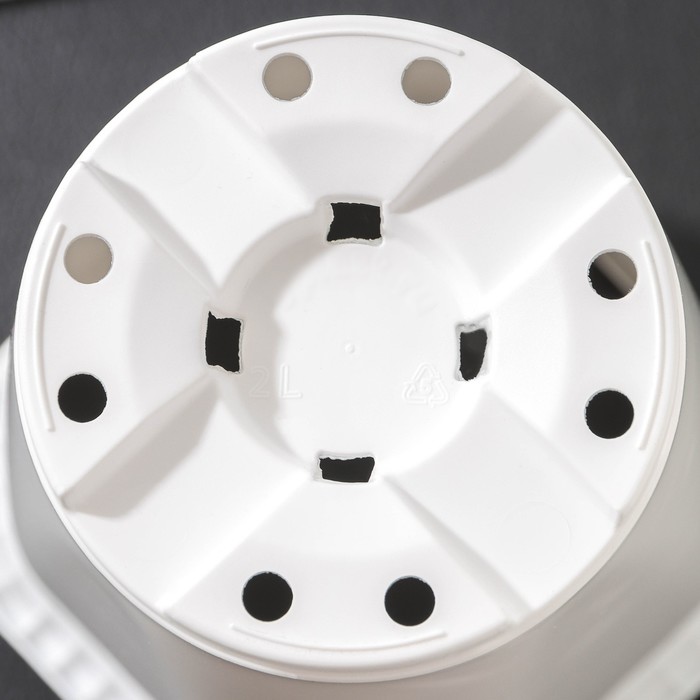 Горшок для цветов «Роза», 2 л, d=14 см, пластик, белый