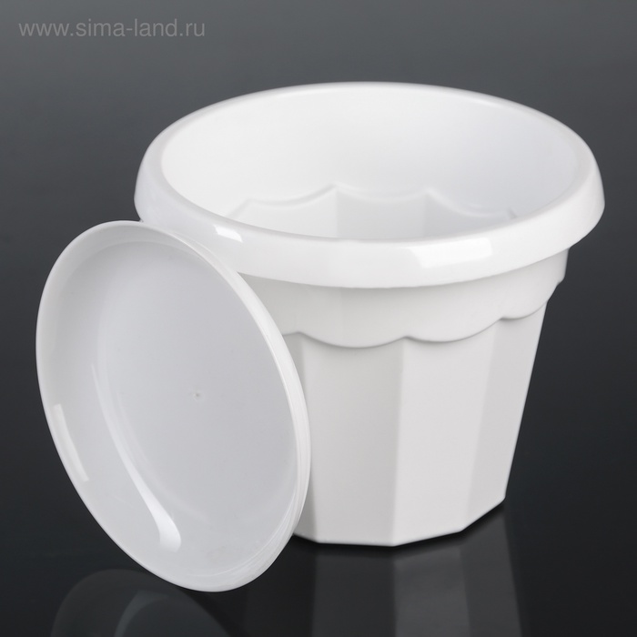 Горшок для цветов с поддоном «Доляна. Эрика», 1.8 л, пластиковый, белый
