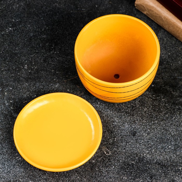 Горшок для цветов «Магнолия», 500 мл, d=13 см, h=10 см, керамика, с поддоном, оранжевый