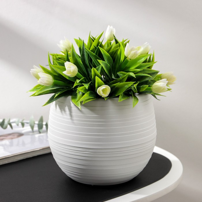 Горшок для цветов с поддоном «Япония» 1.2 л, пластиковый, белый