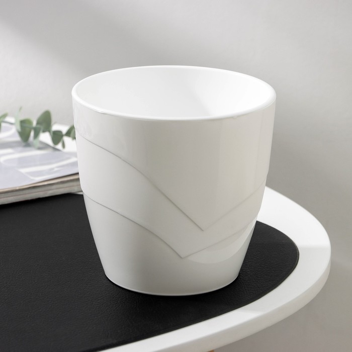 Кашпо для цветов со вставкой Plast-Avenue «Грация», 1.2 л, пластик, белое