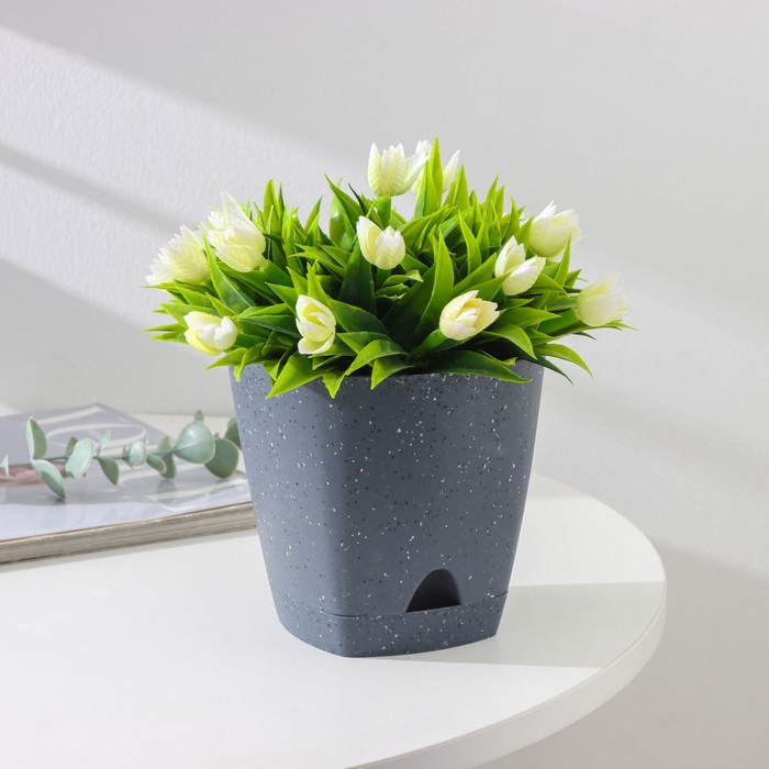 Горшок для цветов с прикорневым поливом «Amsterdam», 1.35 л, d=14 см, темный камень