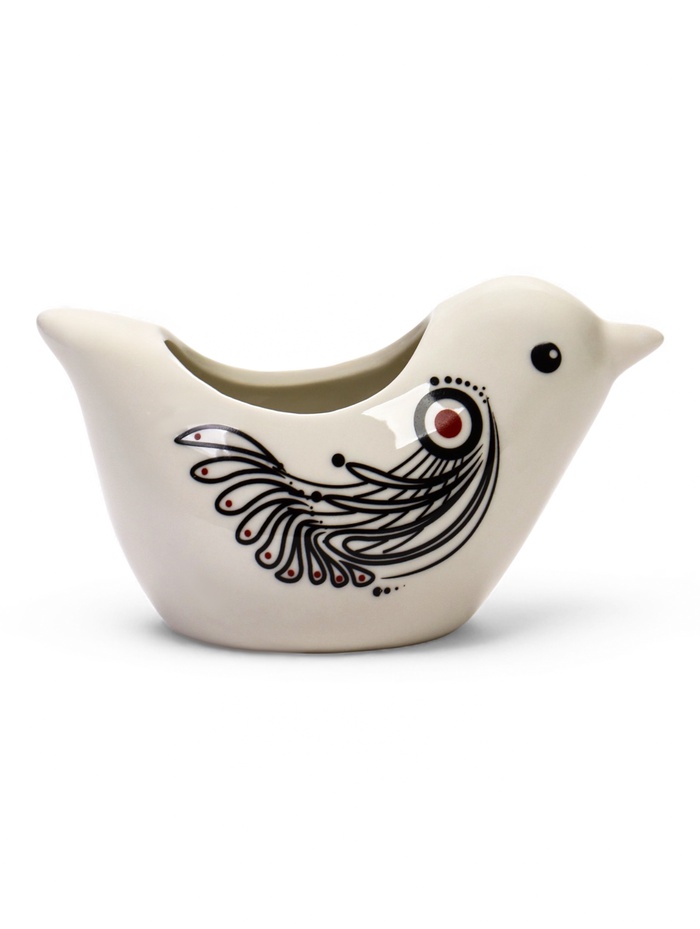 Декоративное кашпо для цветов «Птица», 250 мл, 10×7×16 см, керамическое, белое, Greengo