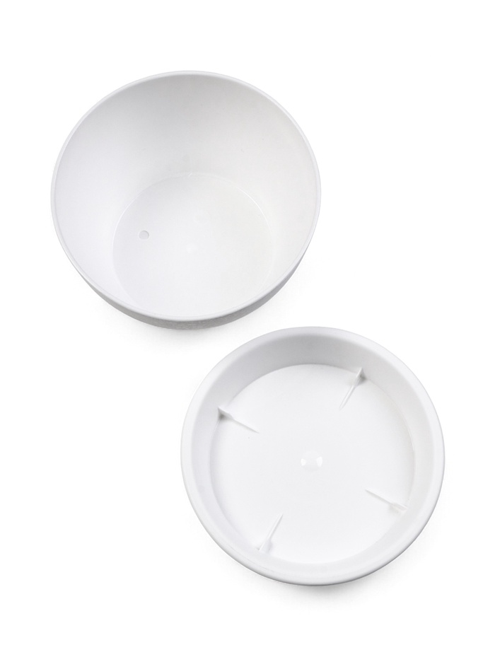 Горшок для цветов «Фиалочка», 800 мл, d=14 см, h=8 см, пластиковый, белый