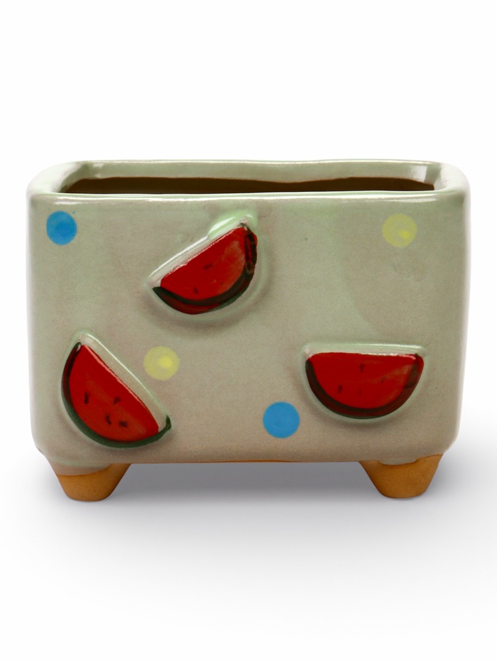 Декоративный горшок для цветов «Арбуз», 10.5×7.5×8 см, керамический, Greengo