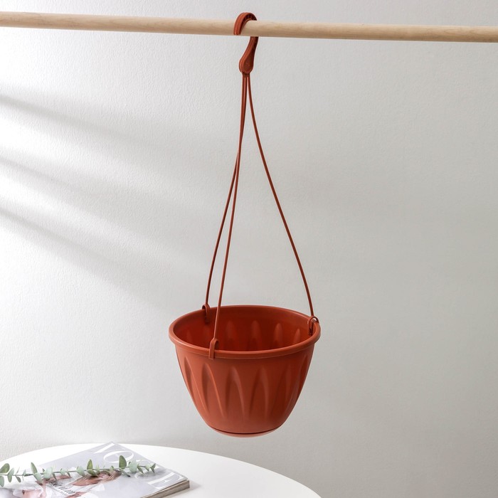 Кашпо для цветов подвесное «Алиция», 3 л, с поддоном, терракотовый