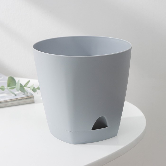 Горшок для цветов с прикорневым поливом Amsterdam, 1.35 л, d=14 см, h=13 см, серый