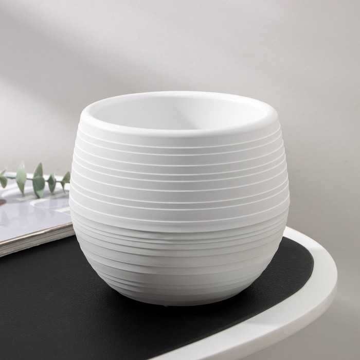 Горшок для цветов с поддоном «Япония» 1.2 л, пластиковый, белый