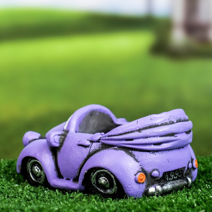 Горшок для цветов «Машинка» керамический, 200 мл, 14×8×7 см, сиреневый