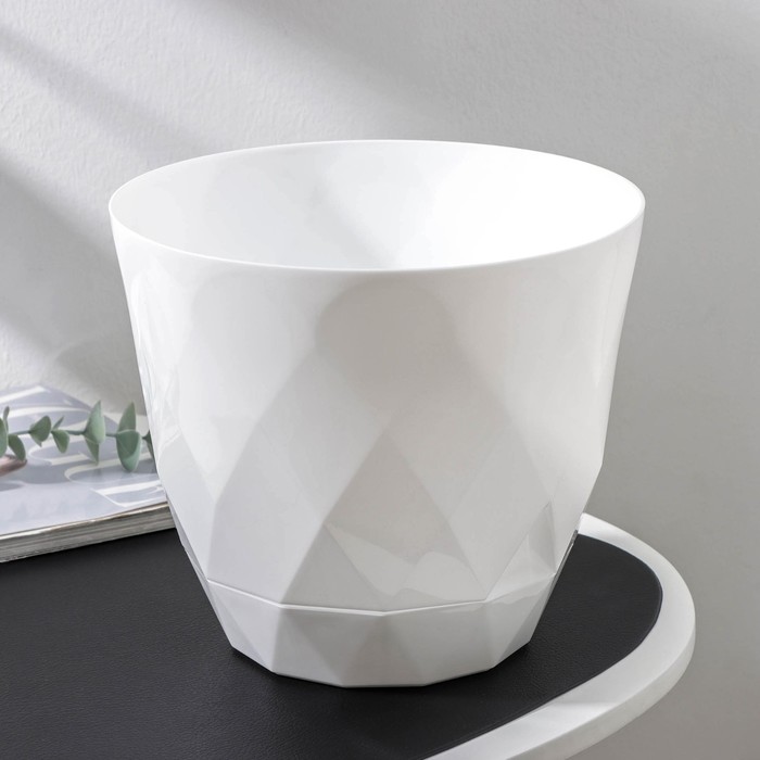 Горшок для цветов с поддоном Laurel, 4.5 л, d=22 см, h=19 см, пластиковый, белый