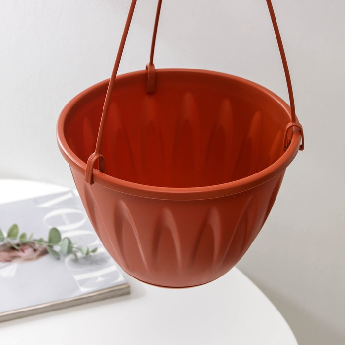 Кашпо для цветов подвесное «Алиция», 3 л, с поддоном, терракотовый