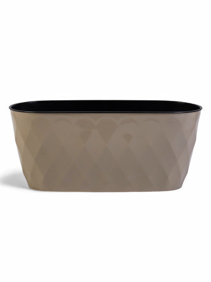 Кашпо для цветов с дренажной вставкой Laurel, 5 л, 35.4×15.2×15 см, пластиковое, бежевое
