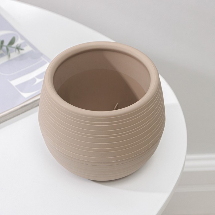 Горшок для цветов с поддоном СибПолимер «Дуэт», 500 мл, пластиковый, кофе с молоком