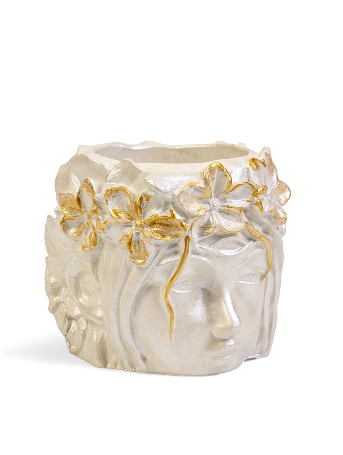 Декоративное кашпо для цветов «Вера», 300 мл, 11×11×10 см, гипс, белое