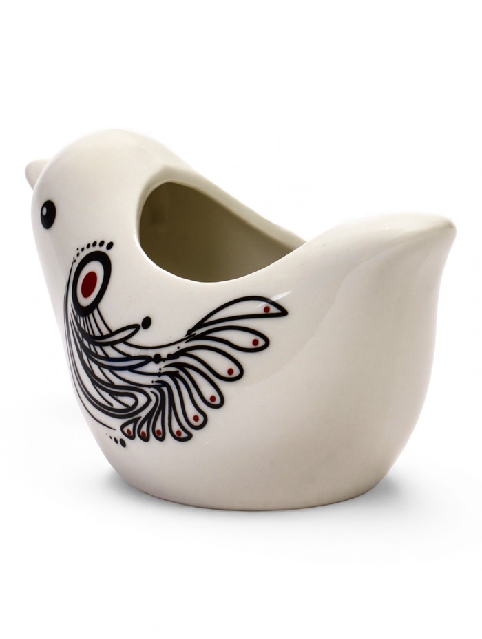 Декоративное кашпо для цветов «Птица», 250 мл, 10×7×16 см, керамическое, белое, Greengo