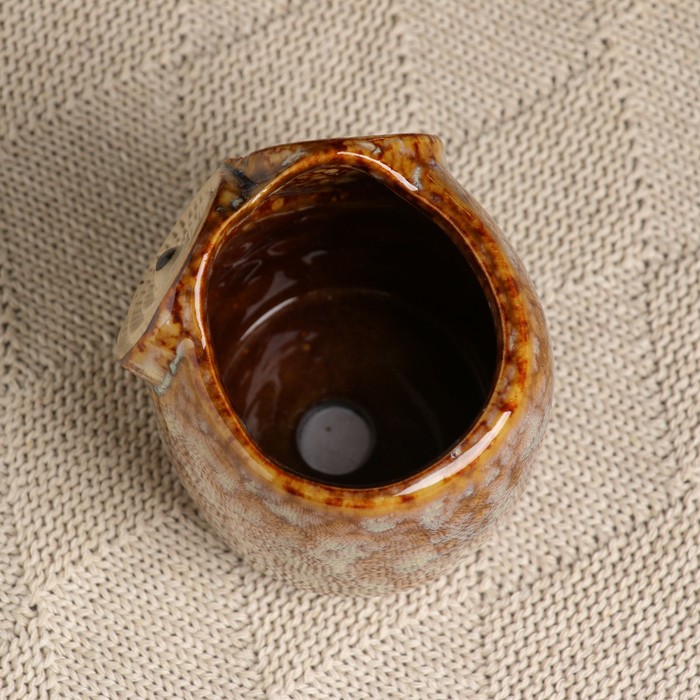 Декоративный горшок для цветов «Совенок», керамический, 200 мл, 8×7×8 см, бежевый