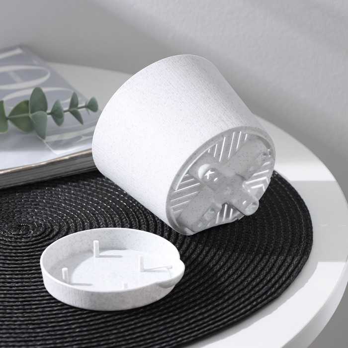 Горшок для цветов с прикорневым поливом «Альянс», 0.4 л, d=10 см, h=8.5 см, пластиковый, мрамор