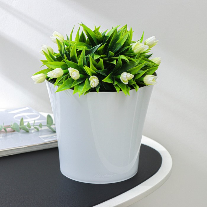 Кашпо для цветов со вставкой Santino «Арте», 3.5 л, пластик, бело-чёрный