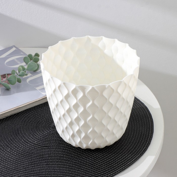 Горшок для цветов с поддоном Wave, 2.5 л, d=17.5 см, пластиковый, белоснежный