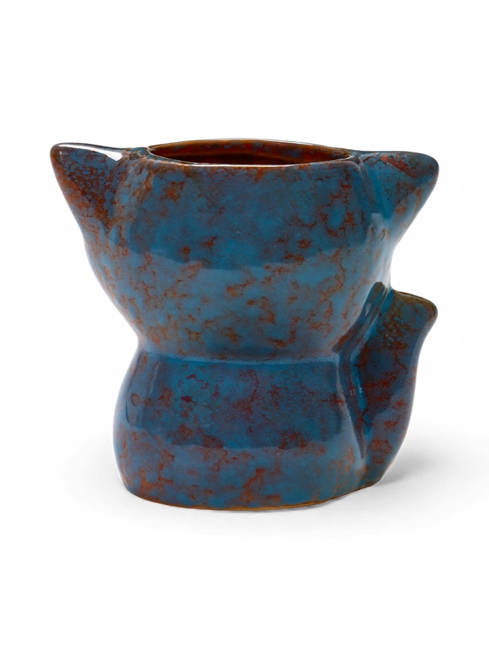 Декоративный горшок для цветов «Лисёнок Фред», керамический, 200 мл, 9×8.5×10 см, голубой