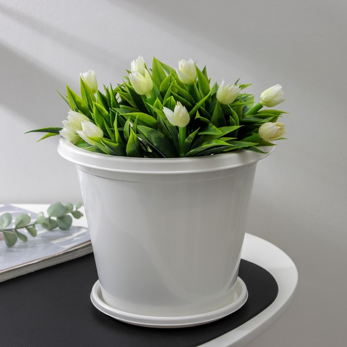 Горшок для цветов с поддоном «Альтернатива. Эконом», 3 л, пластиковый, белый