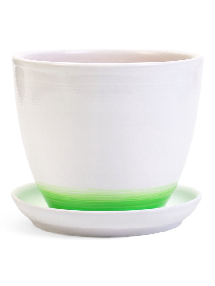 Горшок для цветов «Азия», 1 л, d=15 см, h=13 см, с поддоном, керамика, белый