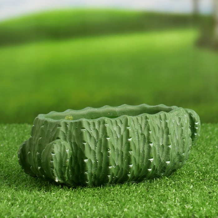 Кашпо - бонсай «Кактус» для цветов, 500 мл, 19×7×9 см, керамика, зелёное