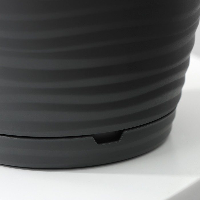 Горшок для цветов с поддоном Saffron, 1.5 л, d=14.6 см, h=13.5 см, пластиковый, серый