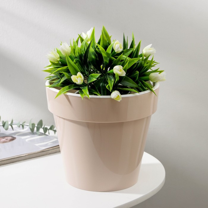 Кашпо для цветов со вставкой «Порто», 3.5 л, цвет жемчужный