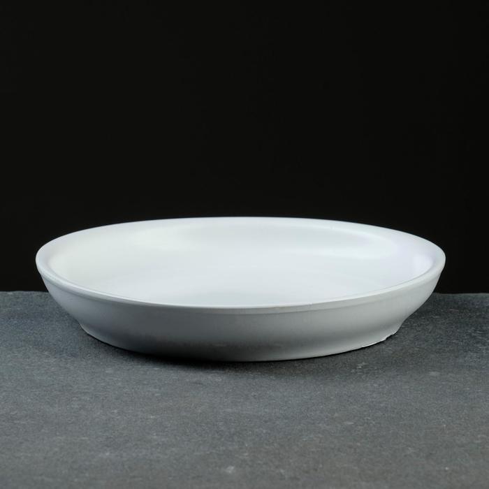 Поддон для цветочного горшка, d=15 см, h=2 см, керамика, белый