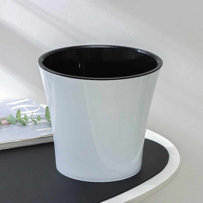 Кашпо для цветов со вставкой Santino «Арте», 3.5 л, пластик, бело-чёрный