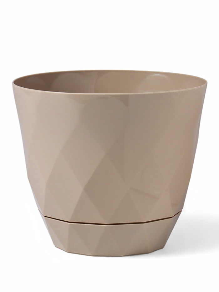 Горшок для цветов с поддоном Laurel, 2.3 л, d=17.5 см, h=15 см, пластиковый, бежевый