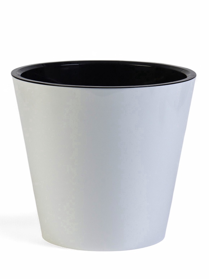 Кашпо для цветов с дренажной вставкой Rosemary, 5 л, d=23 см, пластиковое, белое