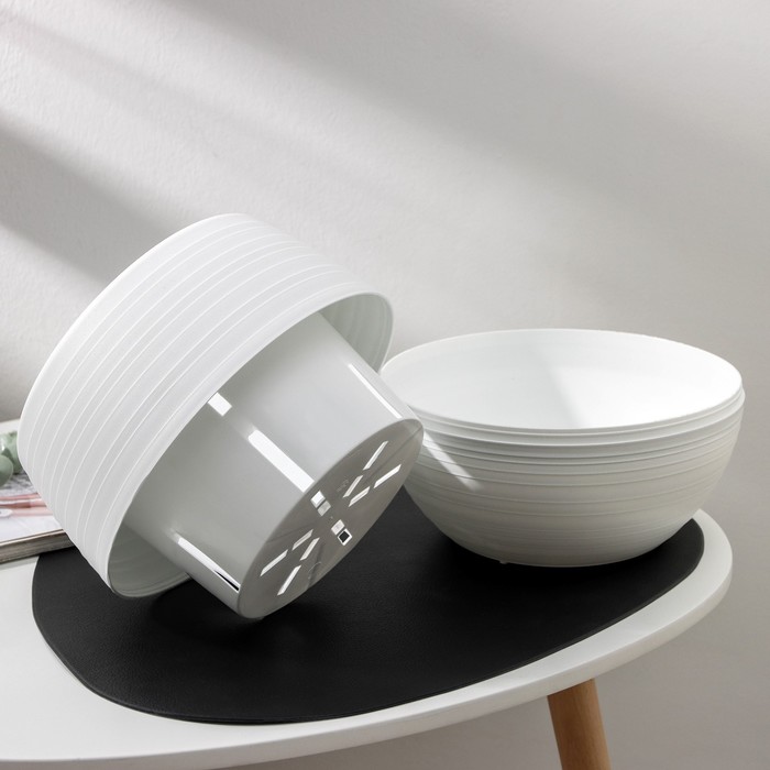 Горшок для цветов «Япония», 3 л, пластиковый, белый