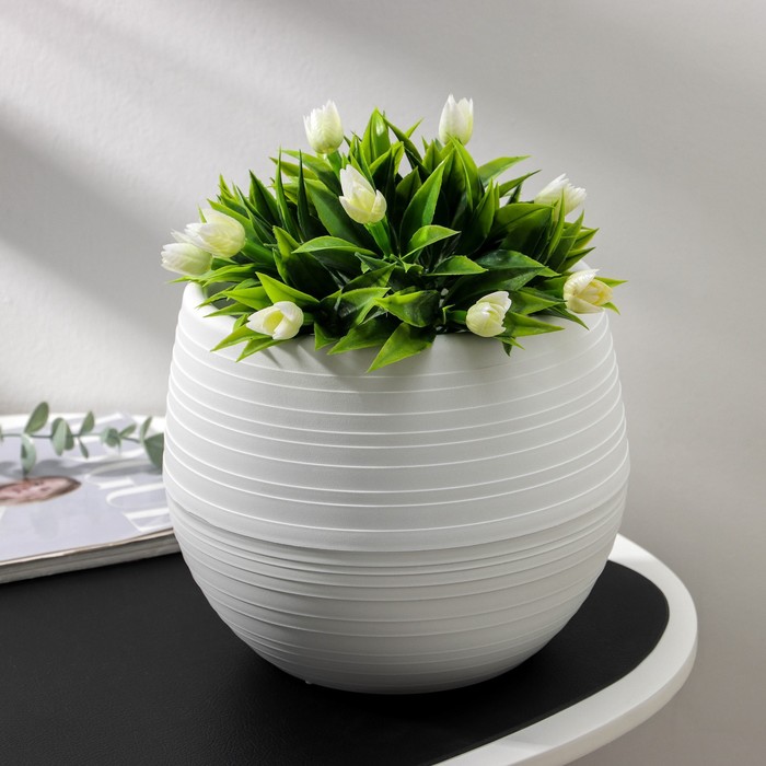 Горшок для цветов «Япония», 3 л, пластиковый, белый