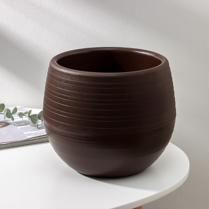 Горшок для цветов с поддоном «Япония», 3 л, тёмно-коричневый