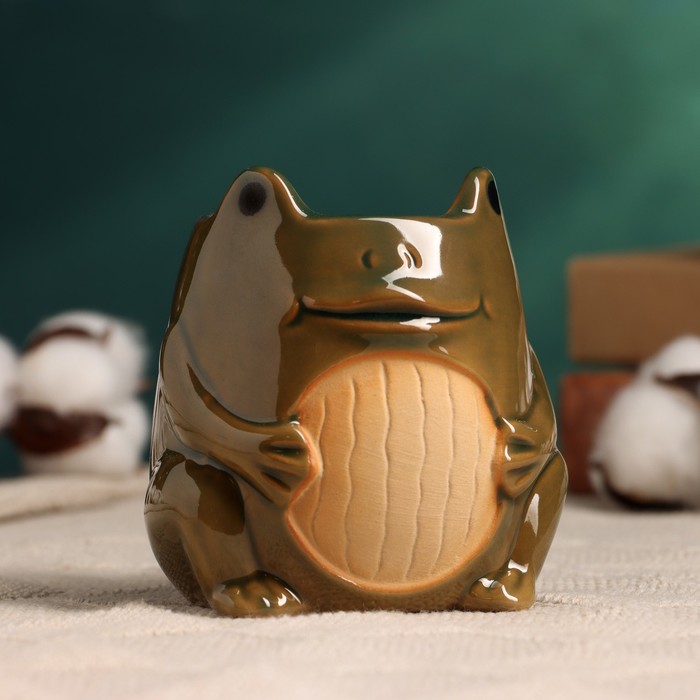 Декоративный горшок для цветов «Лягушка», 300 мл, 8.5×8×9 см, керамический