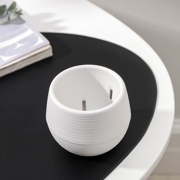 Горшок для цветов с поддоном «Япония», 125 мл, d=8 см, h=6.5 см, пластиковый, белый