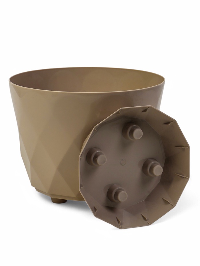 Горшок для цветов с поддоном Laurel, 4.5 л, d=22 см, h=19 см, пластиковый, бежевый