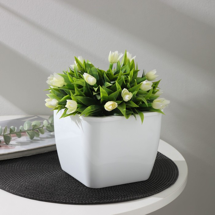 Кашпо для цветов со вставкой «Глянец», 2.4 л (1.6 л), белое