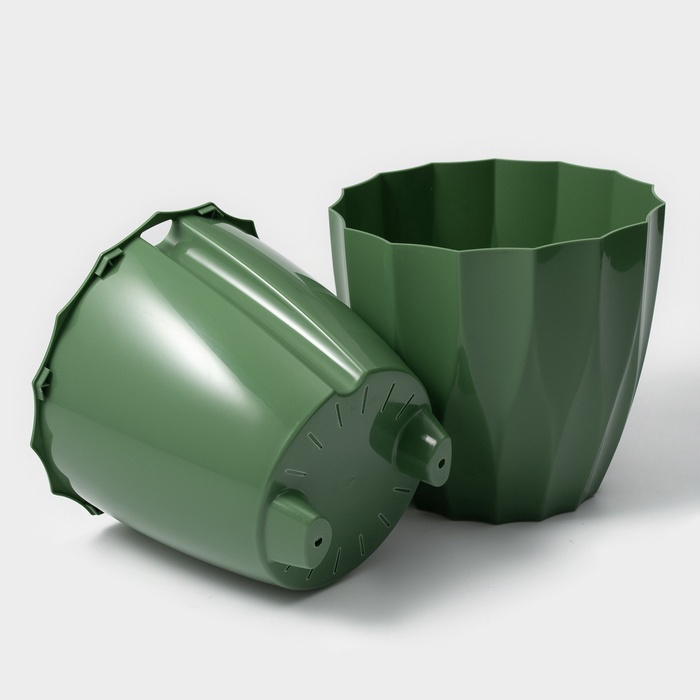 Кашпо для цветов со вставкой «Флюте», 3 л, малахит