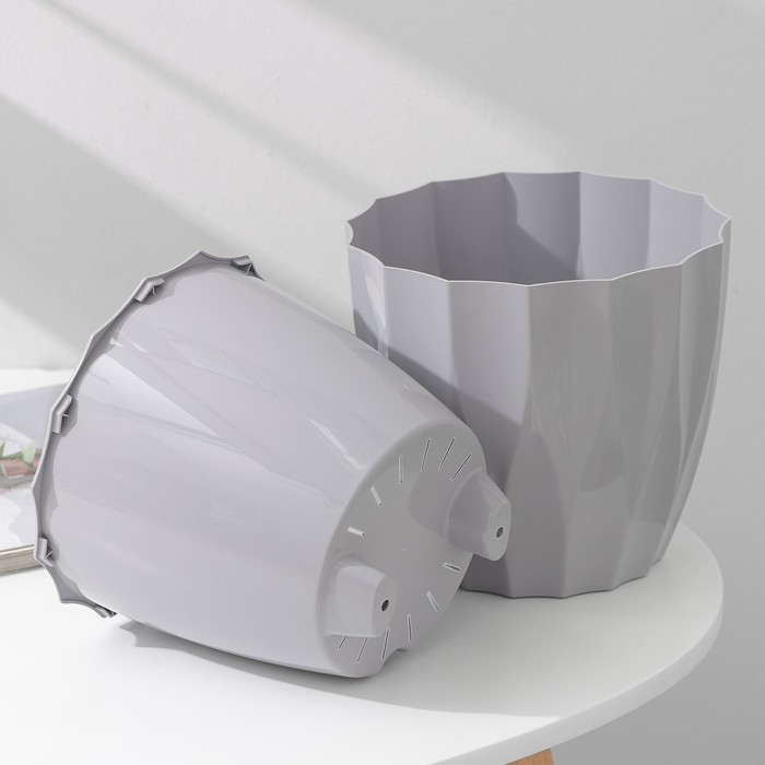 Кашпо для цветов со вставкой «Флюте», 3 л, серое