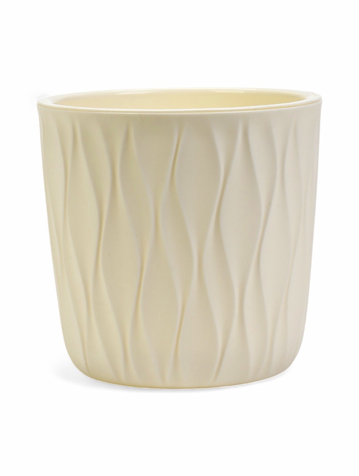 Кашпо для цветов Desert, 2.3 л, d=15.7 см, h=15.2 см, пластиковое, со вставкой, белое