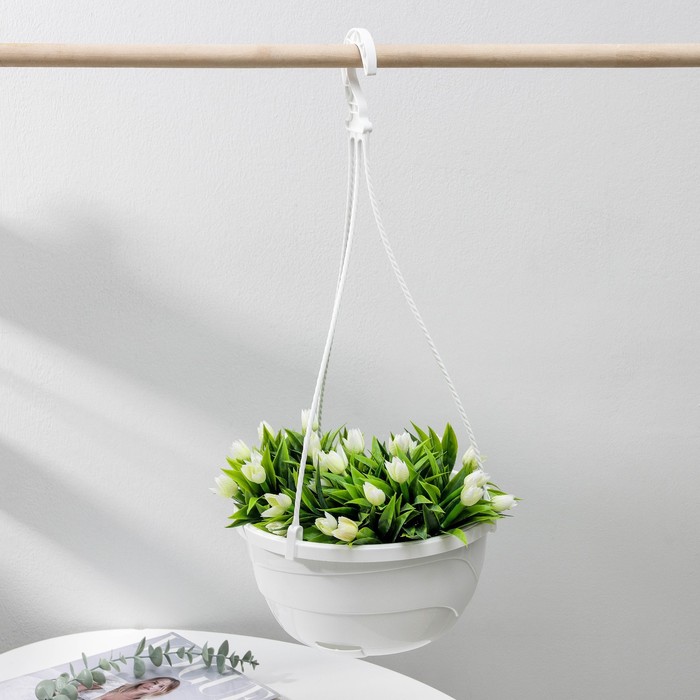 Кашпо для цветов подвесное с прикорневым поливом «Мальва», 4.7 л, белое